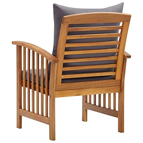 Tidyard Chaises de Jardin avec Coussins Fauteuil d'extérieur pour Patio ou Terrasse Bois d'acacia Massif 2 pcs