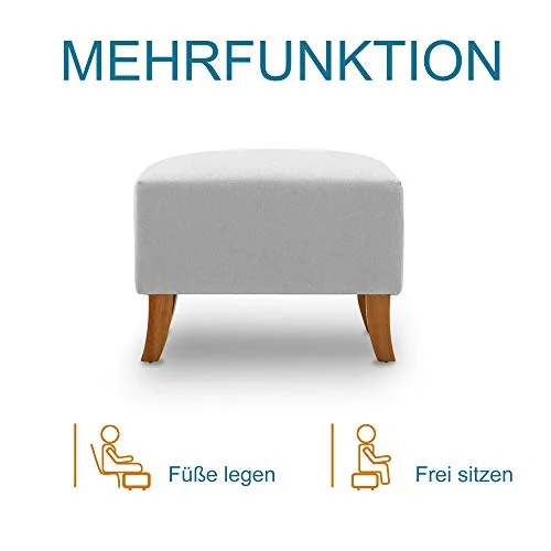 MCombo Fauteuil à Oreilles avec Tabouret + Coussin, Fauteuil TV, Fauteuil Relax, Fauteuil rembourré pour Salon, Tissu, 7266 (Gris)