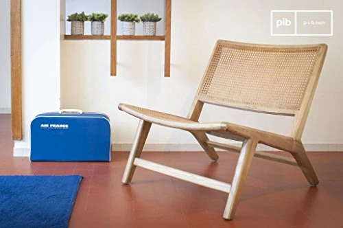 pib Fauteuil en cannage Thisted - Association Facile, Esthétique intemporelle, Produit 100% Bois | Un Fauteuil scandinave d'esprit Nature en cannage et chêne Massif - Brun Olive (L65 x H68 x P74 cm)