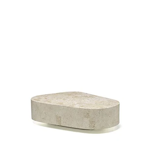 Stones Trapezio Table Basse, Pierre Blanche Fossile, 100x52x28 cm