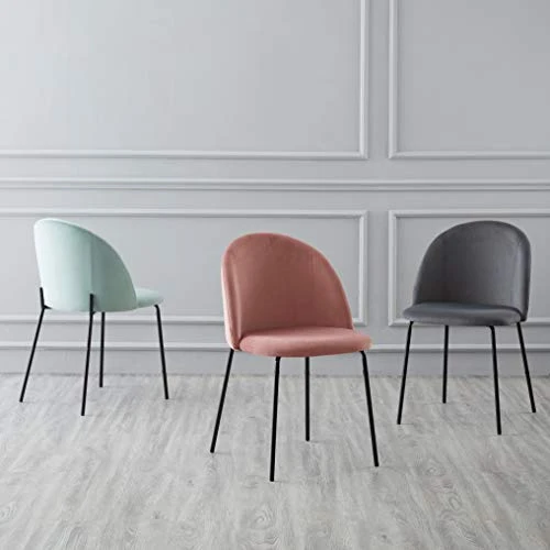 EMT CASA Lot de 2 Chaises Scandinave Chaise de Salle à Manger Chaises en Velours Rose Pieds en métal Imitation Bois (Vert)