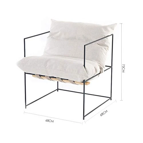BESTSOON Canapé Chaise Fer Moderne Lounge Chair Arm for Le Salon, Chambre, Club, Bureau Rouge Blanc Salon Chambre Balcon Fauteuil Étude (Color : White, Size : 68x68x73cm)