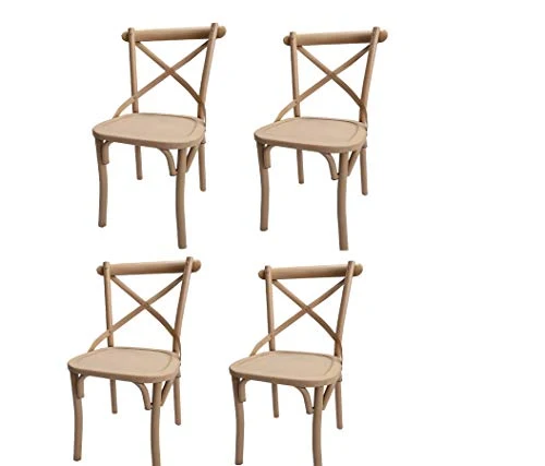 Fleda TRADING Chaise de Style Village, modèle viennois, en métal, Effet Vieilli minable, Pack DE 4 CHAISES (Bois)