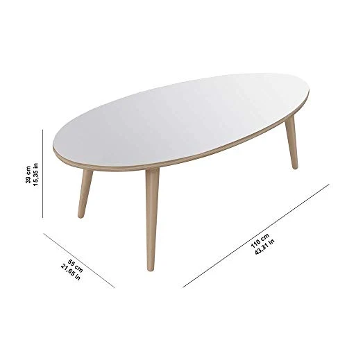 Marque Amazon - Movian - Table basse ovale Adour Modern, 55 x 110 x 39, Blanc