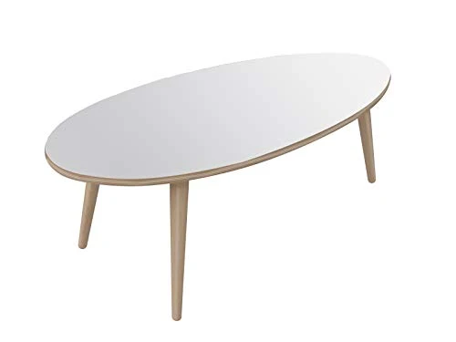 Marque Amazon - Movian - Table basse ovale Adour Modern, 55 x 110 x 39, Blanc