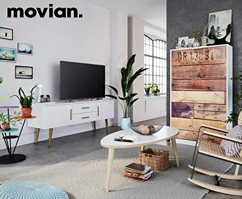 Marque Amazon - Movian - Table basse ovale Adour Modern, 55 x 110 x 39, Blanc