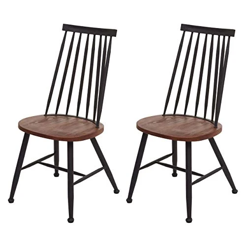 2X Chaise de Salle à Manger HWC-G69, Chaise pour la Cuisine, Style rétro, métal, gastronomie - Vintage Marron