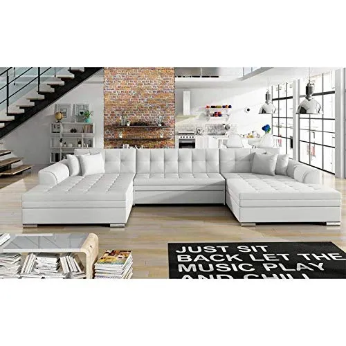 Paris Prix - Canapé d'angle Convertible toven 365cm Blanc