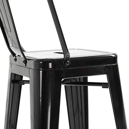 HOMCOM Lot de 4 tabourets de Bar Industriel avec Dossier Hauteur Assise 76,5 cm métal Noir