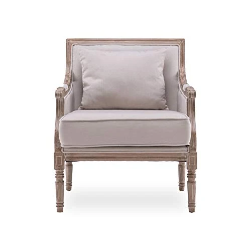 INTENSEDECO Fauteuil Bergère Ambroise Style Louis XVI Tissu Beige