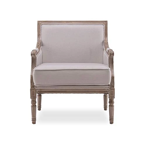 INTENSEDECO Fauteuil Bergère Ambroise Style Louis XVI Tissu Beige