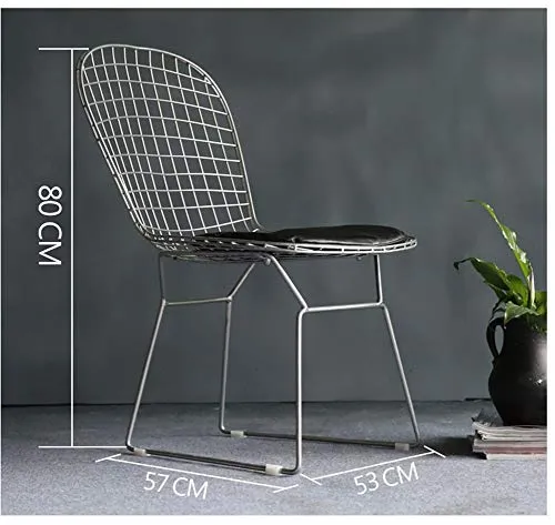 Chaise Nordique ajourée Chaise en Treillis métallique Dossier en Fer forgé créatif Chaise Simple Coiffeuse Banquet Occasionnel dinant la Chaise hôtel Salle à Manger (Color : Silver)
