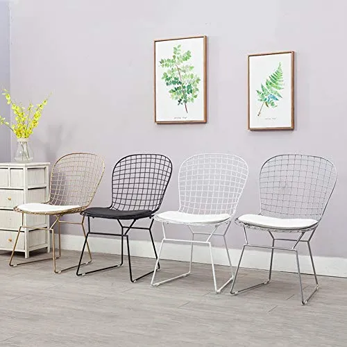 Chaise Nordique ajourée Chaise en Treillis métallique Dossier en Fer forgé créatif Chaise Simple Coiffeuse Banquet Occasionnel dinant la Chaise hôtel Salle à Manger (Color : Silver)