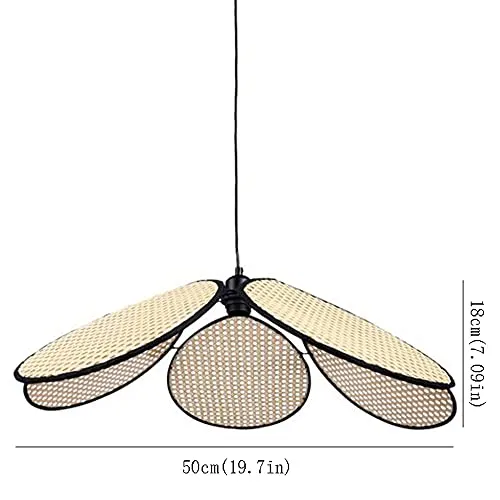 JIANAND Pendentif Fleur en rotin tissé E27 Semi-intégré avec luminaire Suspendu au Plafond en Fil réglable pour Chambre à Coucher étude Couloir entrée décolighting (20 Pouces)