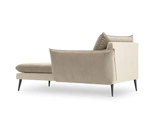 Milo Casa Velours Méridienne Droite, Elio, 1 Place, Beige, 170x84x97
