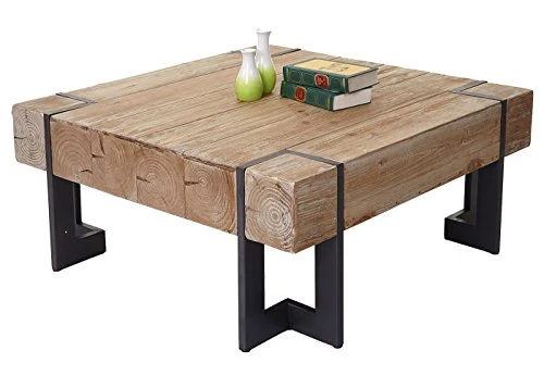 Table Basse de Salon HWC-A15, Table d'appoint, jardinière, Bois Massif de Sapin Rustique - 70x70cm