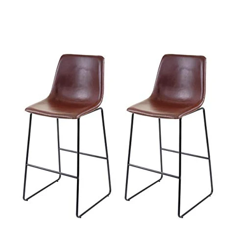 Mendler 2X Tabouret de Bar HWC-E54, Chaise de Bar/comptoir, Vintage - Similicuir Marron