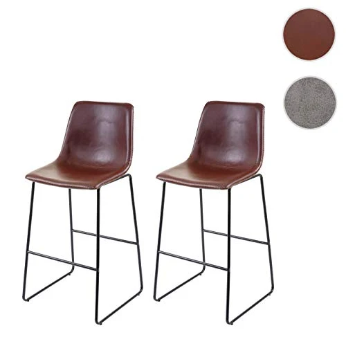 Mendler 2X Tabouret de Bar HWC-E54, Chaise de Bar/comptoir, Vintage - Similicuir Marron