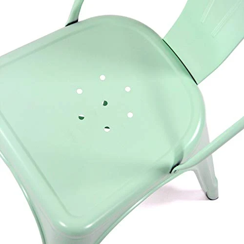 hjh OFFICE 645040 Chaise en métal bistro VANTAGGIO BRUSH vert pastel mat, design Industriel, empilable