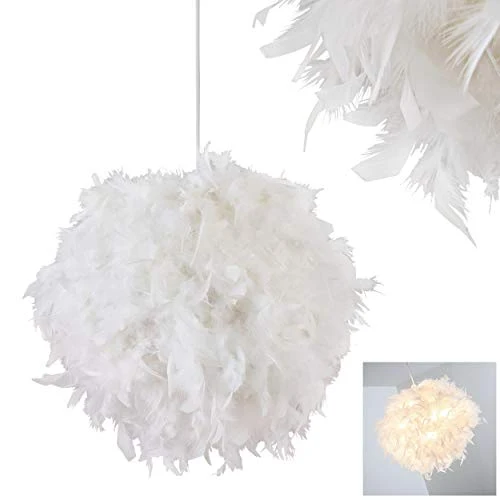 Élégante suspension Skaulo métal/tissu/plastique blanc - Plafonnier pour chambres - Séjour - Salle à manger - Culot E27