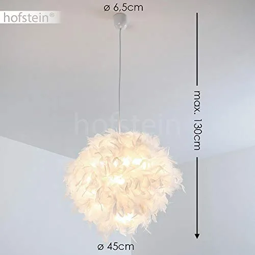 Élégante suspension Skaulo métal/tissu/plastique blanc - Plafonnier pour chambres - Séjour - Salle à manger - Culot E27