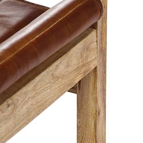Tidyard Fauteuil de Relaxation | Fauteuil de Salon Vintage en Cuir Véritable Marron