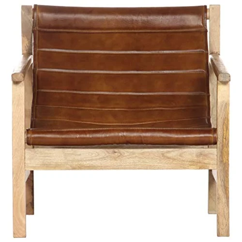 Tidyard Fauteuil de Relaxation | Fauteuil de Salon Vintage en Cuir Véritable Marron
