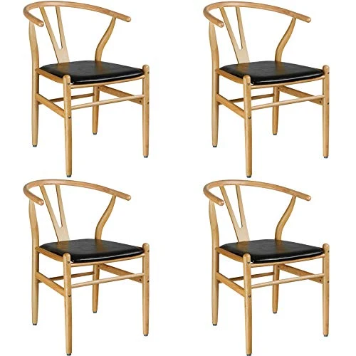 TecTake 800776 Lot de 4 Chaises Salle à Manger Cuisine Design, Cadre et Pieds en Bois, Embouts en Plastique pour protéger Le Sol - diverses Couleurs au Choix - (Naturelle | No. 403525)