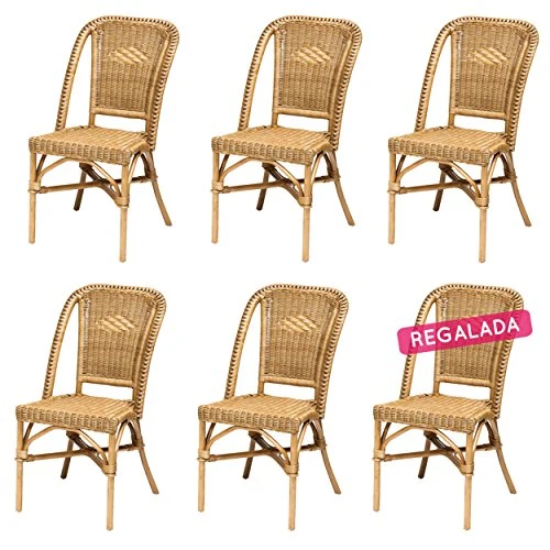 Lot de 6 chaises Selva Miel en Osier