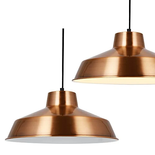 [lux.pro] Lampe à Suspension Design Lampe de Plafond Couleur Cuivre et Blanc Métal [Ø35cm] Luminaire Suspendu en Métal E27