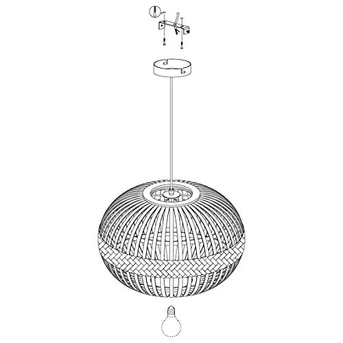 Eglo Suspensions Amsfield, Lampe Suspendue à Flamme Vintage, Nature, Boho, Bien-Être, Lampe Pendante en Acier, Bois en Couleurs Naturelles, Lampe de Table à Manger