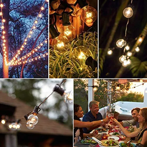IREGRO Guirlande Lumineuse G40 Lampes Cordes 40 Ampoule 12.8 M Etanche Décoratif S’Allume pour l’Indoor, Outdoor, Chambre, Patio, Mariage, Fête, Décorations de Noël