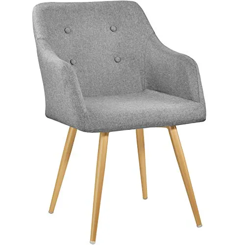 TecTake 402981 - Chaise de Salle à Manger Confort, Fauteuil de Salon Rembourré au Design Scandinave 55 cm x 54 cm x 82,5 cm Gris