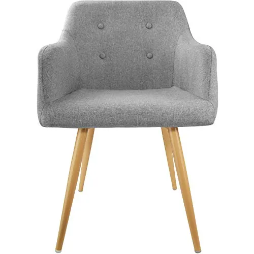 TecTake 402981 - Chaise de Salle à Manger Confort, Fauteuil de Salon Rembourré au Design Scandinave 55 cm x 54 cm x 82,5 cm Gris