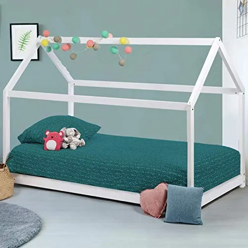 IDMarket - Lit cabane 90x190 cm Neel Blanc