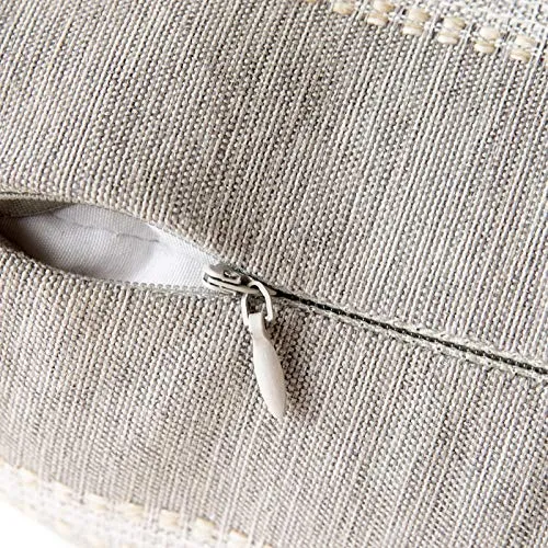 MIULEE Lot de 2 Housse de Coussin en Lin avec Dentelle Coussin Rayure Décoration Taie d'oreiller Rayé Canapé Décoratif Confortable pour Salon Maison Chambre Bureau 30x50cm Gris Clair