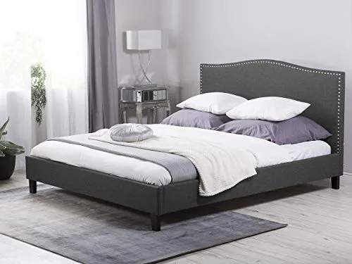 Beliani - Lit - Montpellier - 180 x 200 cm, en Tissu, Gris
