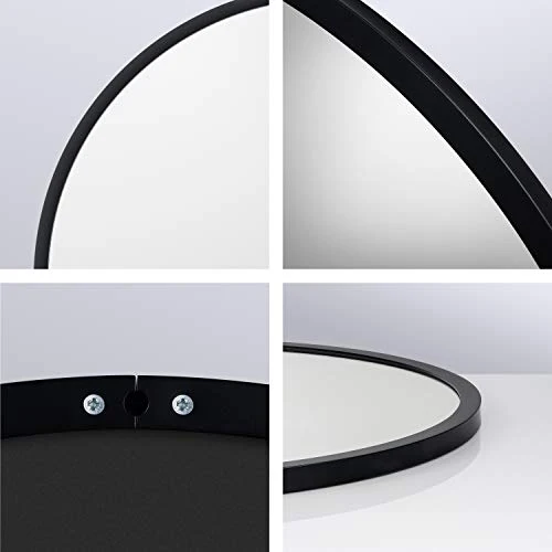 Miroir Mural Gold & Chrome, Rond, avec Cadre en Aluminium | Surface Miroir revêtue de téflon, résistante à l'humidité | Cadre de Miroir, 2 cm de Profondeur, Peint par poudrage, Montage Facile