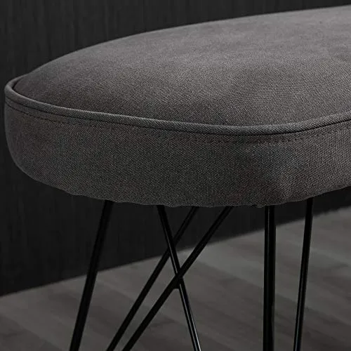 HOMCOM Banc Banquette Design Contemporain Pieds Eiffel en épingles métal Noir revêtement Lin Gris
