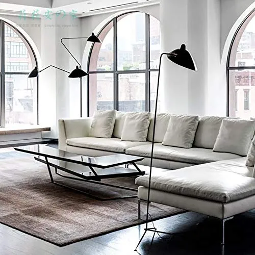 Nordic Araignée Serge Mouille Lampadaire Modeling Lampadaire Chambre Simple Industriel Salon LED Sol Luminaire (Body Color : Black, Lampshade Color : 3 Heads Floor Black)