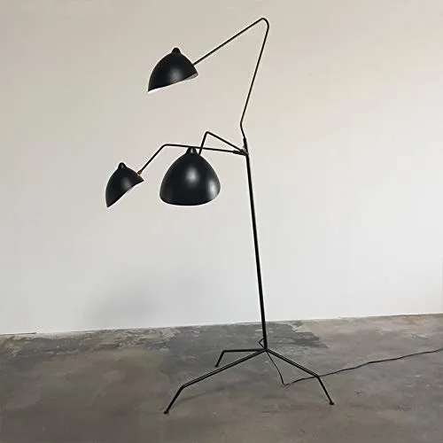 Nordic Araignée Serge Mouille Lampadaire Modeling Lampadaire Chambre Simple Industriel Salon LED Sol Luminaire (Body Color : Black, Lampshade Color : 3 Heads Floor Black)