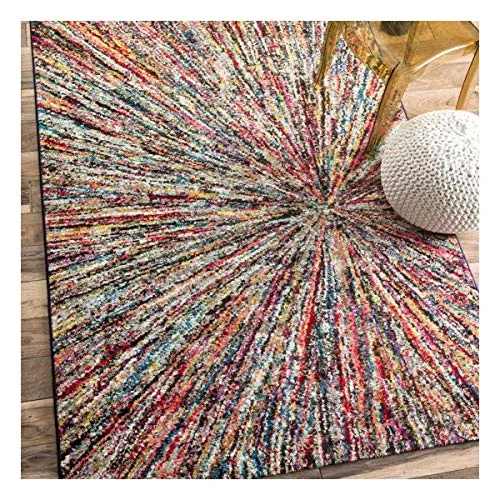 UN AMOUR DE TAPIS 160x230 Tapis Salon Moderne Design Ethnique Poils Ras - Grand Tapis Salon Scandinave Berbere - Tapis Chambre Turquoise - Tapis Multicolore