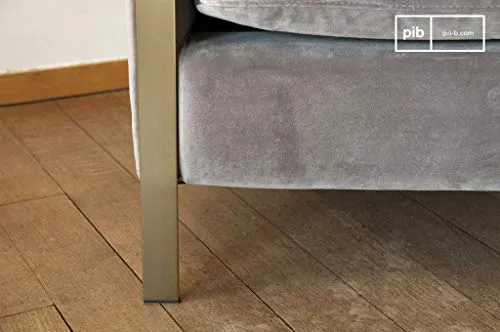 pib Fauteuil en Velours Brompton - Grand Confort d'assise, Association Facile, Esthétique intemporelle, Finition dorée | Un Fauteuil en Velours Gris aux airs Art déco - Or nacré (L88 x H82 x P78 cm)
