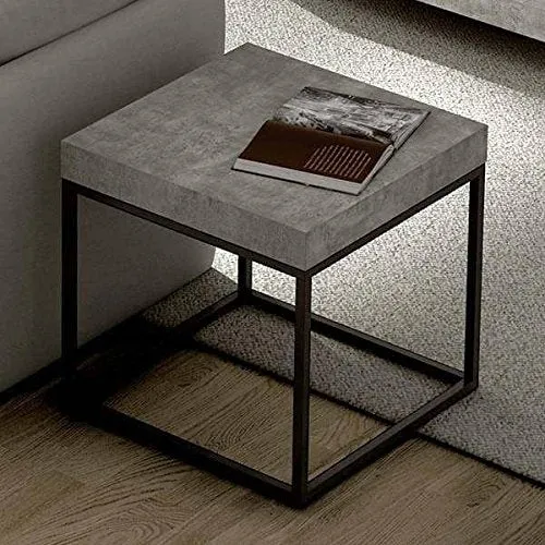 Petra, Table d'appoint ou Table Basse : Le béton et l'acier, sans Le béton - Designer : INÊS MARTINHO - 120 x 75 x 35 cm - Aspect béton Mat, Lisse au Toucher, piétement métal Noir