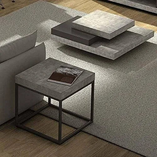 Petra, Table d'appoint ou Table Basse : Le béton et l'acier, sans Le béton - Designer : INÊS MARTINHO - 120 x 75 x 35 cm - Aspect béton Mat, Lisse au Toucher, piétement métal Noir