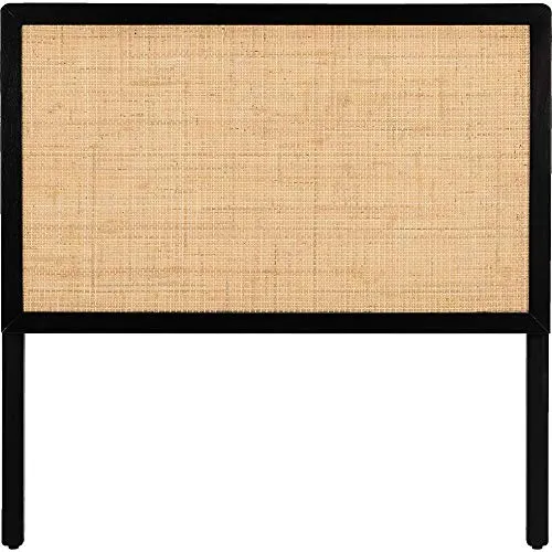 Meubletmoi Tête de lit en Bois Noir et cannage de rotin Longueur 100 cm - Tropic 9500