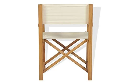 Chaise de metteur en scène en bois massif Teak, pliable, pour enregistrement de terrasse, extérieur, agritourisme, restaurant, marron et crème, 58 x 53 x 85 cm
