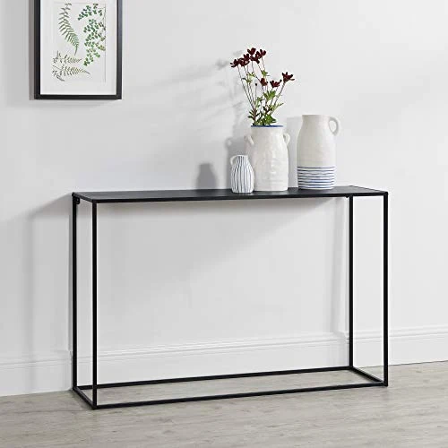 [en.casa] Table Console Table d'Appoint Industriel en Métal Résistant 74 x 115 x 32 cm Noir Mat