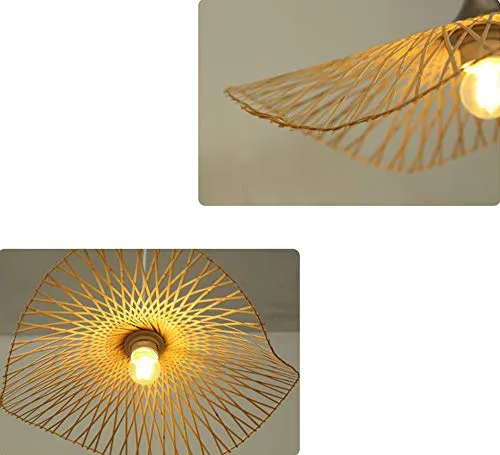Lampe de salle à manger Rotin Lumière pendante Asie du sud est Style Bambou Lampe suspendue Rétro Casquette Lampe à suspension Hauteur réglable Lustre E27 Pour Chambre Table à manger Salon ø45cm