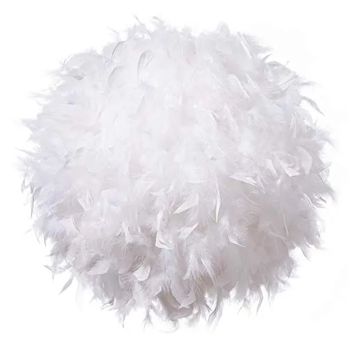 Waneway Pendentif abat-jour à plumes blanches pour plafond, abat-jour non électrique avec bague de réduction d'ombre pour salle de séjour, salle à manger 30 cm